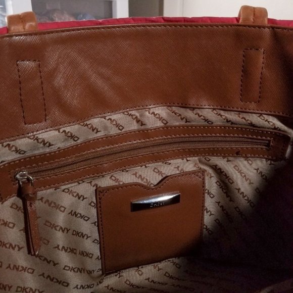 DKNY Dark Pink & Brown Suede Large Shoulder Bag - Picture 4 of 8